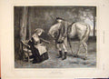 Original Old Antique Print Watson Meeting Horse Gent Lady Bench Romance 1874