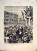 Original Old Antique Print Czar St Petersburg Newski Prospect 1878 Victorian