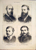 Original Old Antique Print Wharncliffe Egerton Loudoun Tennant Pariliament 1878
