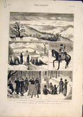 Original Old Antique Print General Gourko Russians Balkans Plevna Mosque 1878