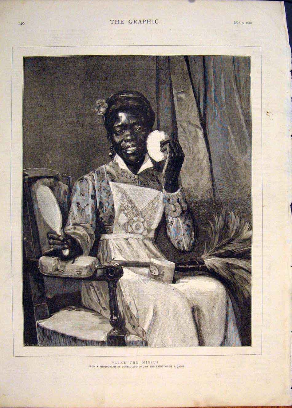 Original Old Antique Print Like The Missus Photograph Goupil Jacob 1878 19th