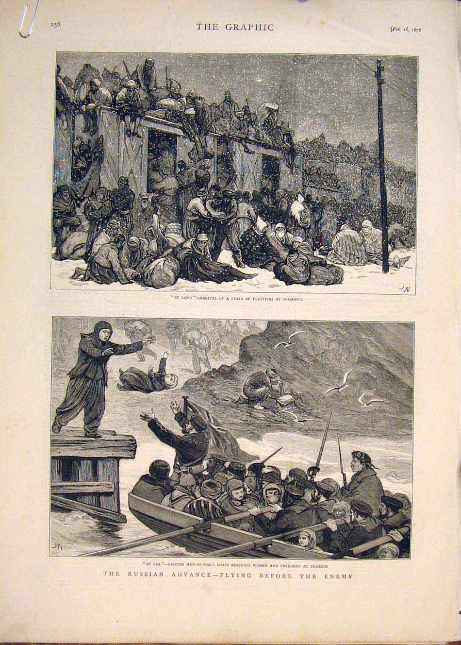 Original Old Antique Print Russian Advance Stamboul Bourgos Gourko Sofia 1878