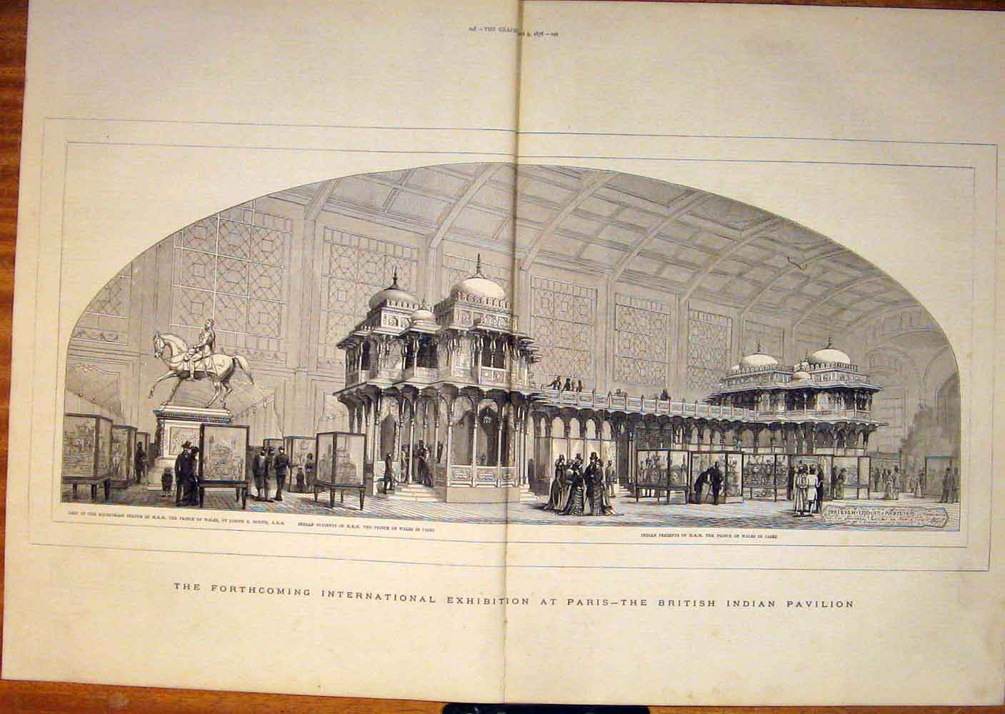 Old Antique Print Interantional Exhibition Paris British Indian Pavilion