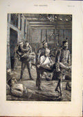 Original Old Antique Print Volunteer Ambulance Staff War Troops 1878 Victorian