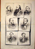 Original Old Antique Print Ministers Portrait Members Parliament 1878 Victorian