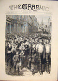 Original Old Antique Print Reserves Scotland Procession Scottish 1878 Victorian