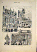 Original Old Antique Print Festival Holy Blood Bruges Chapel St Basil 1878 19th