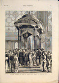 Original Old Antique Print Paris Exhibition Central Dome Indian Sketch 1878