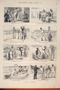 Original Old Antique Print Tollit Tragedy Royd Sketches Seaside 1879 Victorian