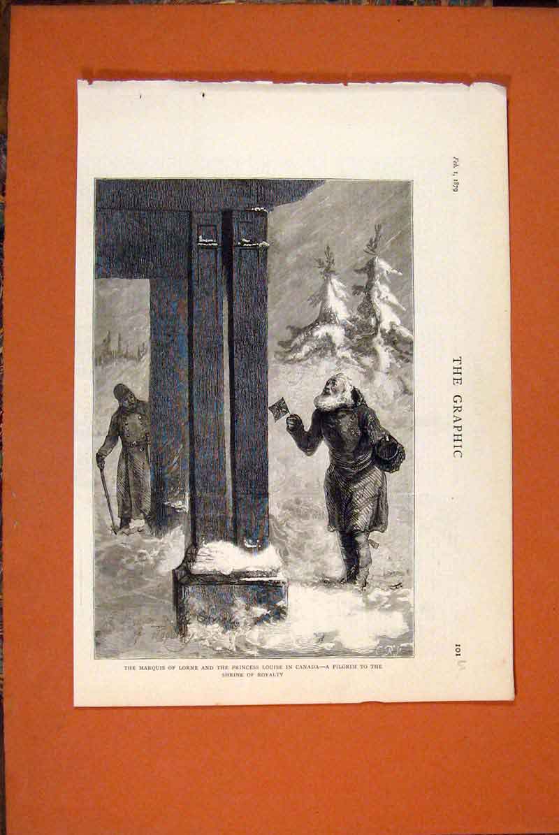 Original Old Antique Print Marquis Lorne Princess Louise Canada 1879 Victorian