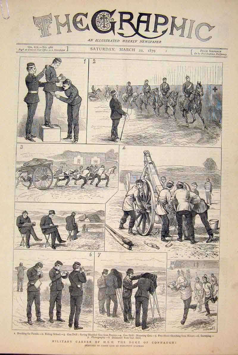 Old Antique Print Duke Connaught Military Career Sketches Cadet Woolwich