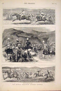 Original Old Antique Print Afghan War General Roberts Khost Derby Racing 1879