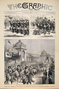 Original Old Antique Print Silver Wedding Emperor Austria Procession Vienna 1879