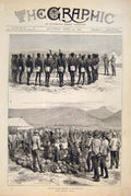 Original Old Antique Print Zulu War Africa Ceremony Sketches Camp Bazaar 1879