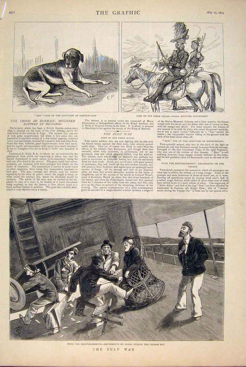 Old Antique Print Zulu War Africa Isandlwhana Portrait Bradstreet Barclay