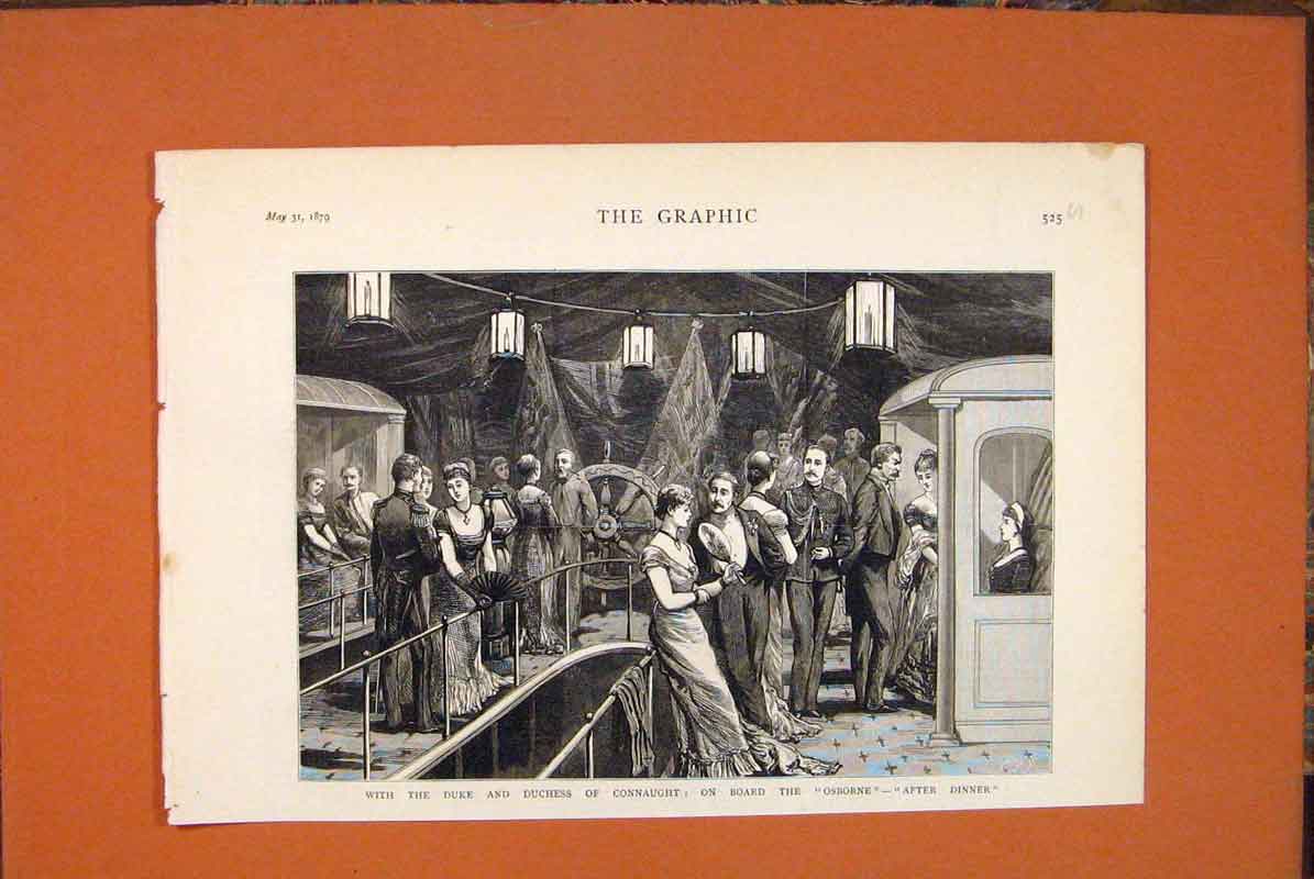 Original Old Antique Print Duke Duchess Connaught Hms Osborne 1879 Victorian