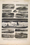 Original Old Antique Print Duck Shooting Coast Wales Welsh 1879 19th