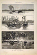 Old Antique Print Fete Marseilles France Venetian Jousts French Squadron