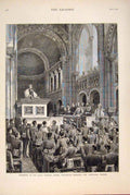 Original Old Antique Print Royal Military Chapel Wellington Barracks 1879 19th