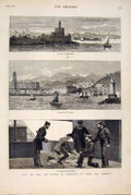Old Antique Print Hms Osborne Connaught Rhodes Malaga Sheep Shearer 1879 19th