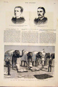 Original Old Antique Print Portrait Reed Byrne Africca Zulu War Afghan Elephant