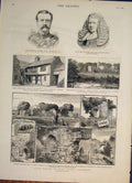 Old Antique Print Roman Remains Walls Castle Cumberland Hammond Lush 1882 19th