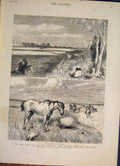 Old Antique Print Marquis Lorne America Prairie Rockies Hall Sketch 1882 19th