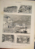 Old Antique Print Yachting Yacht Ceylon Palermo Athens Greece Market 1882 19th