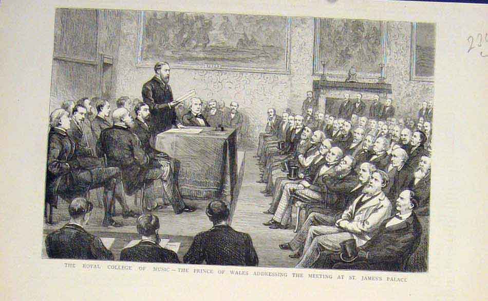 Old Antique Print Royal College Music St James'S Palace Prince Wales 1882 19th