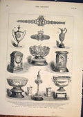Original Old Antique Print LeopDuke Albany Marriage Presents Bowl Silver 1882