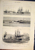 Original Old Antique Print Egypt Anglo French Fleet Suda Bay Africa Alexandria