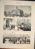 Original Old Antique Print Yarmouth Royal Municipal Buildings Norfolk Artillery