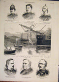 Original Old Antique Print Portrait Deocrated Siers Regatta Suda Bay Bacchantes