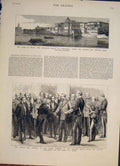 Original Old Antique Print Egypt Alexandria Mansion House Mayor Provost 1882