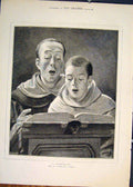 Old Antique Print Rehearsal Roberts Church Reading Religion Fine Art 1882 19th