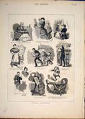 Original Old Antique Print Valentines Valentine Romance Romatic Sketches 1883