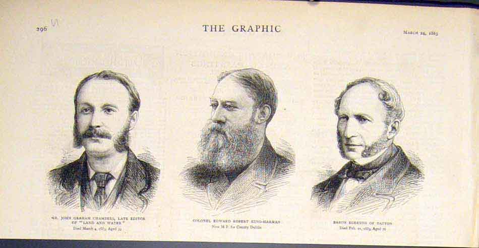 Original Old Antique Print Portrait Chambers Editor King-Harman Dublin Egerton