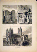 Old Antique Print Canterbury City Cathedral Norman Staircase Becket Crown
