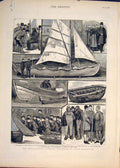 Old Antique Print Fisheries Exhibition Kensington Malborough Fisherwomen