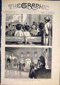 Original Old Antique Print Coronation Czar Russia Asian Cathedral Moscow 1883