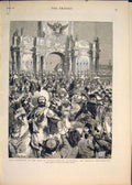 Original Old Antique Print Coronation Czar Russia Asiatic Kremlin Moscow 1883