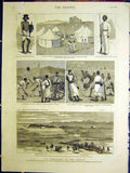 Original Old Antique Print Rebellion Soudan Suakim Sier British Officers 1884