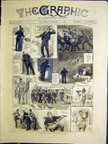 Original Old Antique Print Quiet Night Ship Officer 1884 Sketches 19th