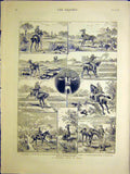 Original Old Antique Print Nylghau Hunt India Hunting 1884 19th