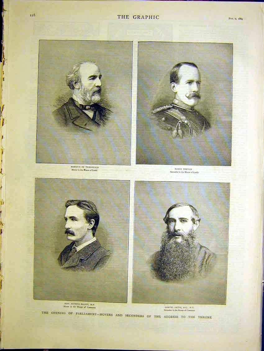 Original Old Antique Print Portrait Tweeddale Vernon Elliot Smith House Commons