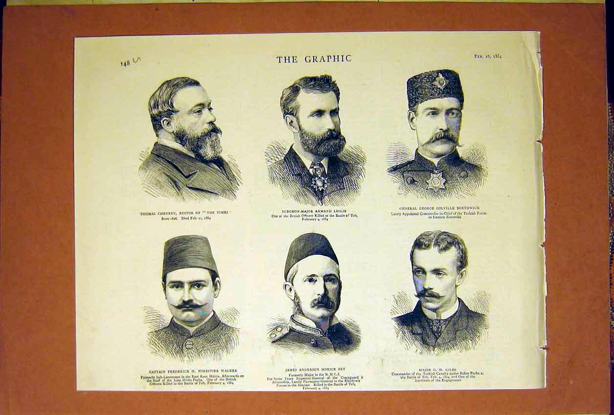 Old Antique Print Portrait Chenery Leslie Borthwick Walker Bey Giles 1884 19th