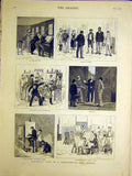 Original Old Antique Print Continental Art School Student Life Sketches 1884