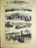 Original Old Antique Print Easter Volunteer Manoeuvres Forces Dover 1884 19th