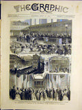 Old Antique Print Edinburgh University Presbytarian Hall Procession 1884 19th