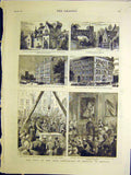 Original Old Antique Print Lord Lieutenant Ireland Belfast Spencer Building 1884